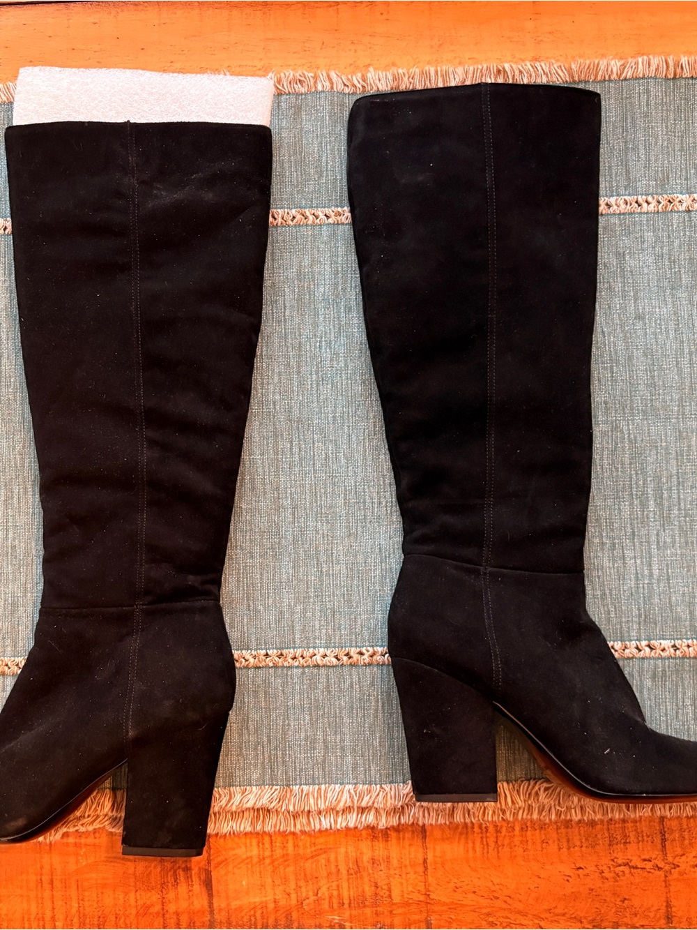 Nine West Women's Black Suede Block Heel Boots